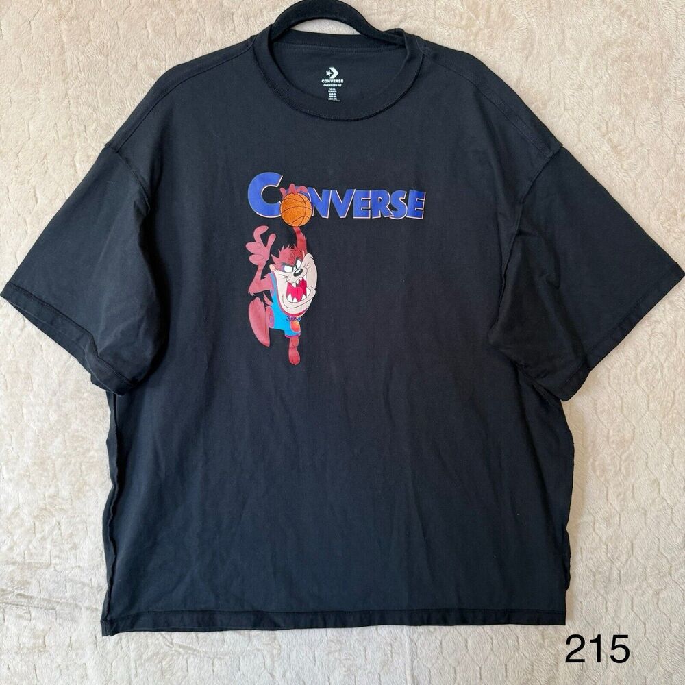 Converse x Space Jam Taz T Shirt Black Sz XL Oversized Fit‎ 100% Cotton